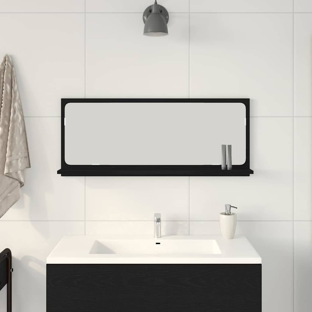Spiegelregal Schwarz Eiche 90 x 10.5 x 37 cm Holzwerkstoff
