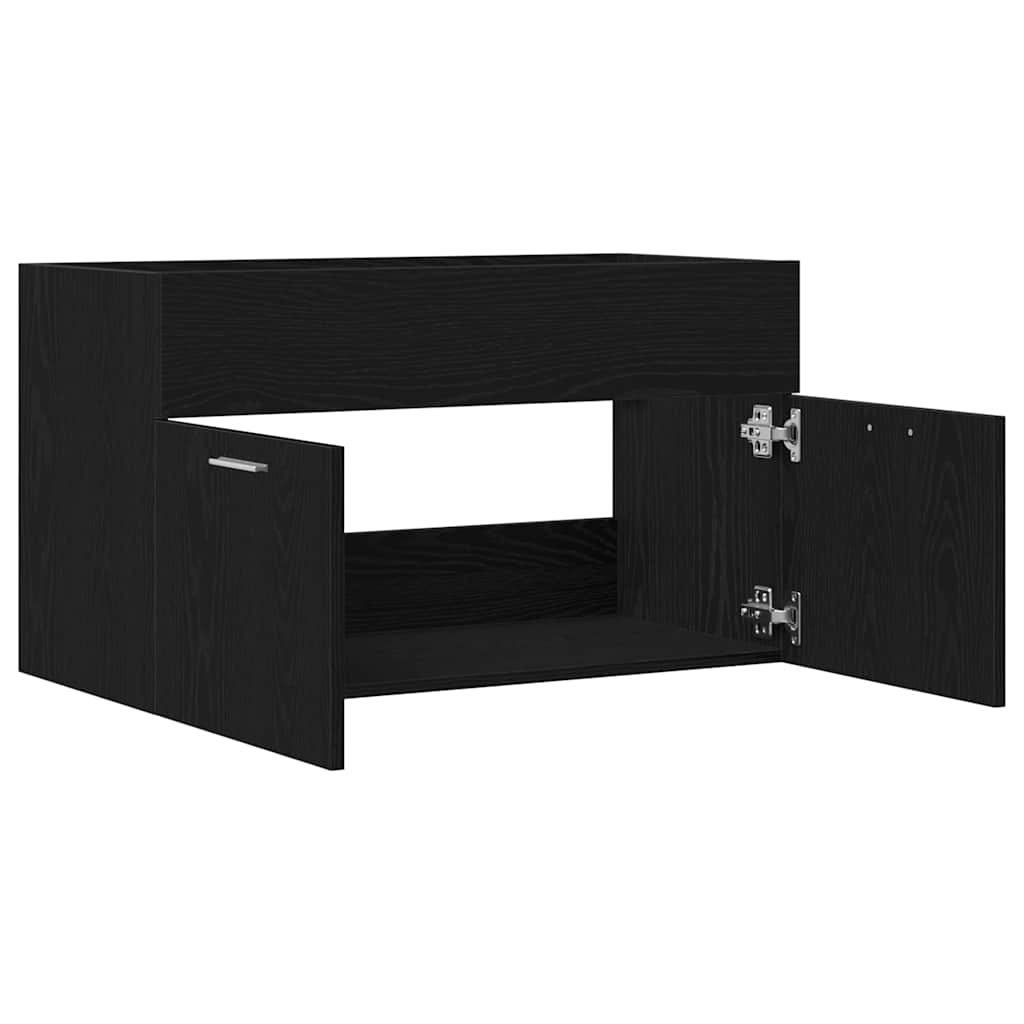 Badezimmer Waschbecken Schrank Schwarze Eiche Holzwerkstoff