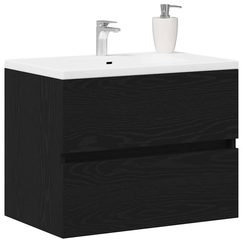 Spülbeckenschrank Schwarz Eiche 60x38,5x45 cm Holzwerkstoff
