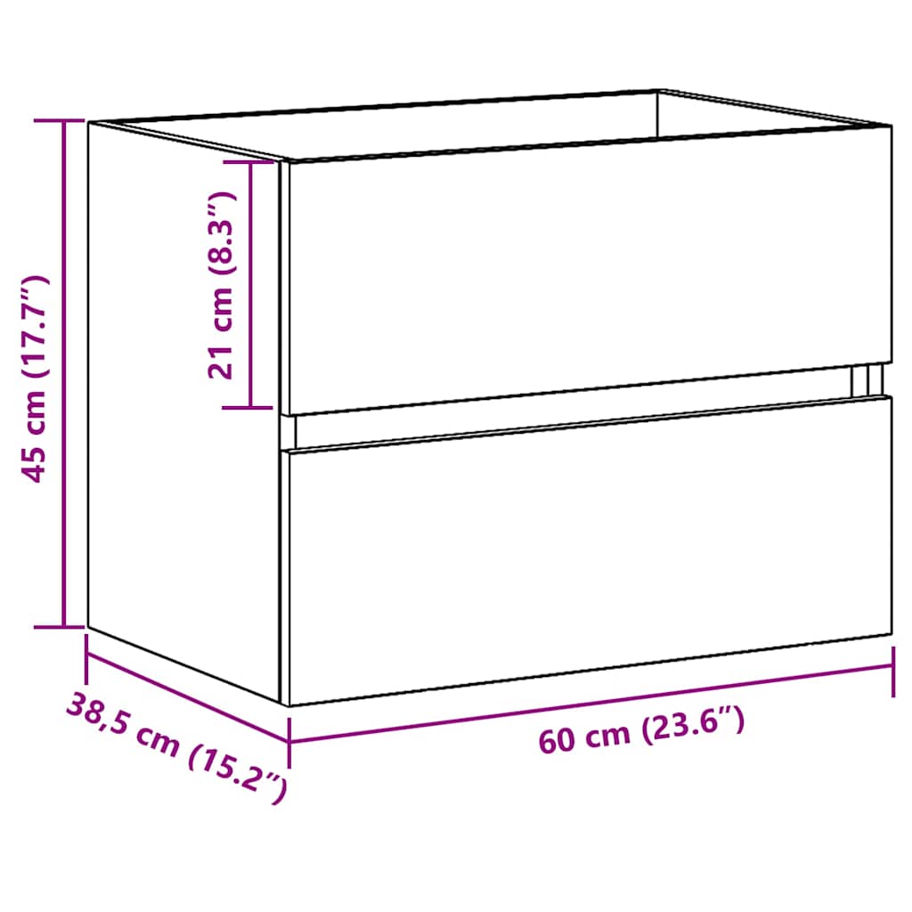 Spülbeckenschrank Schwarz Eiche 60x38,5x45 cm Holzwerkstoff