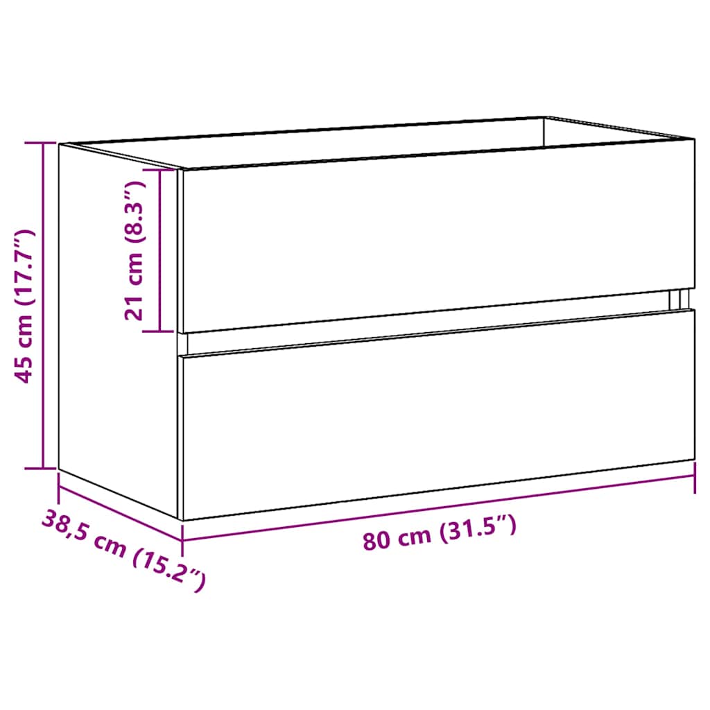 Spülbeckenschrank Schwarz Eiche 80x38,5x45 cm Holzwerkstoff