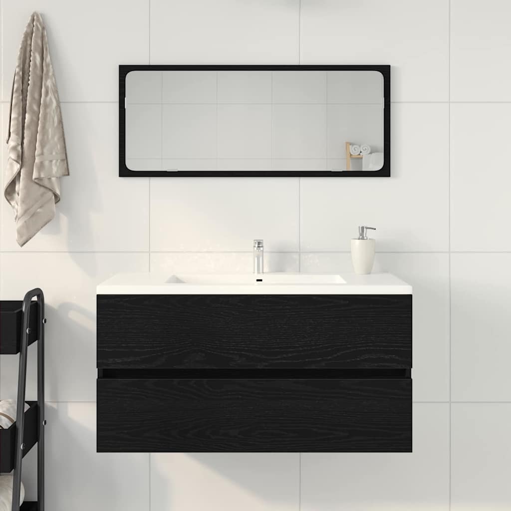 Spülbeckenschrank Schwarz Eiche 90x38,5x45 cm Holzwerkstoff
