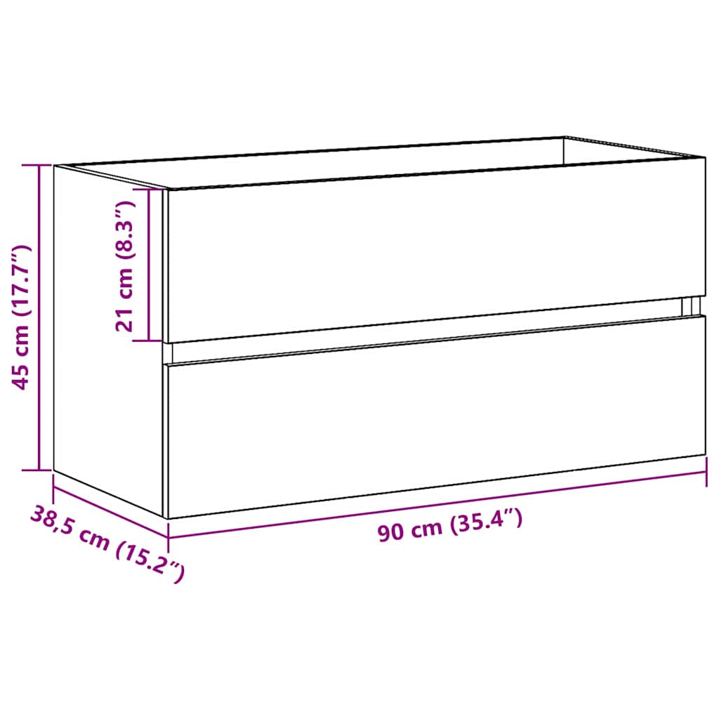 Spülbeckenschrank Schwarz Eiche 90x38,5x45 cm Holzwerkstoff