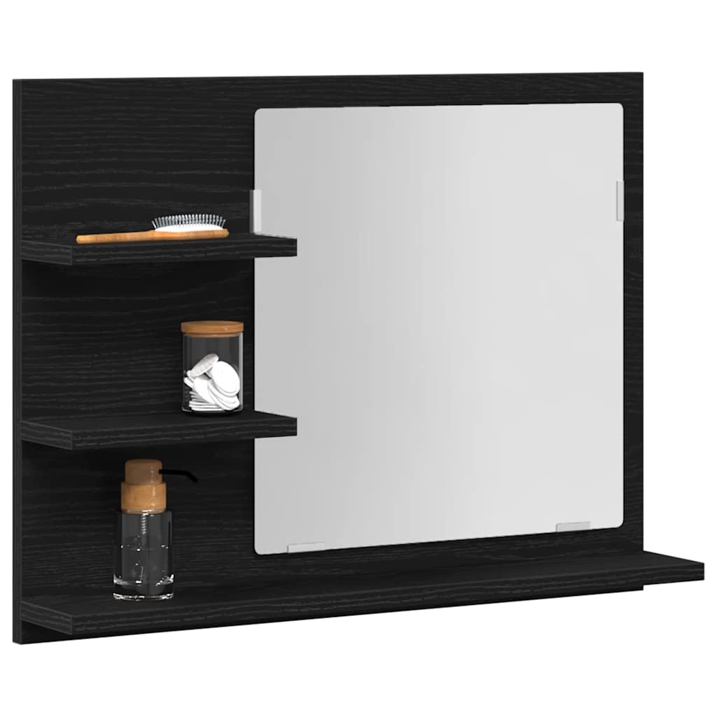 Badspiegel Schwarz Eichen-Optik 60x10,5x45 cm Holzwerkstoff