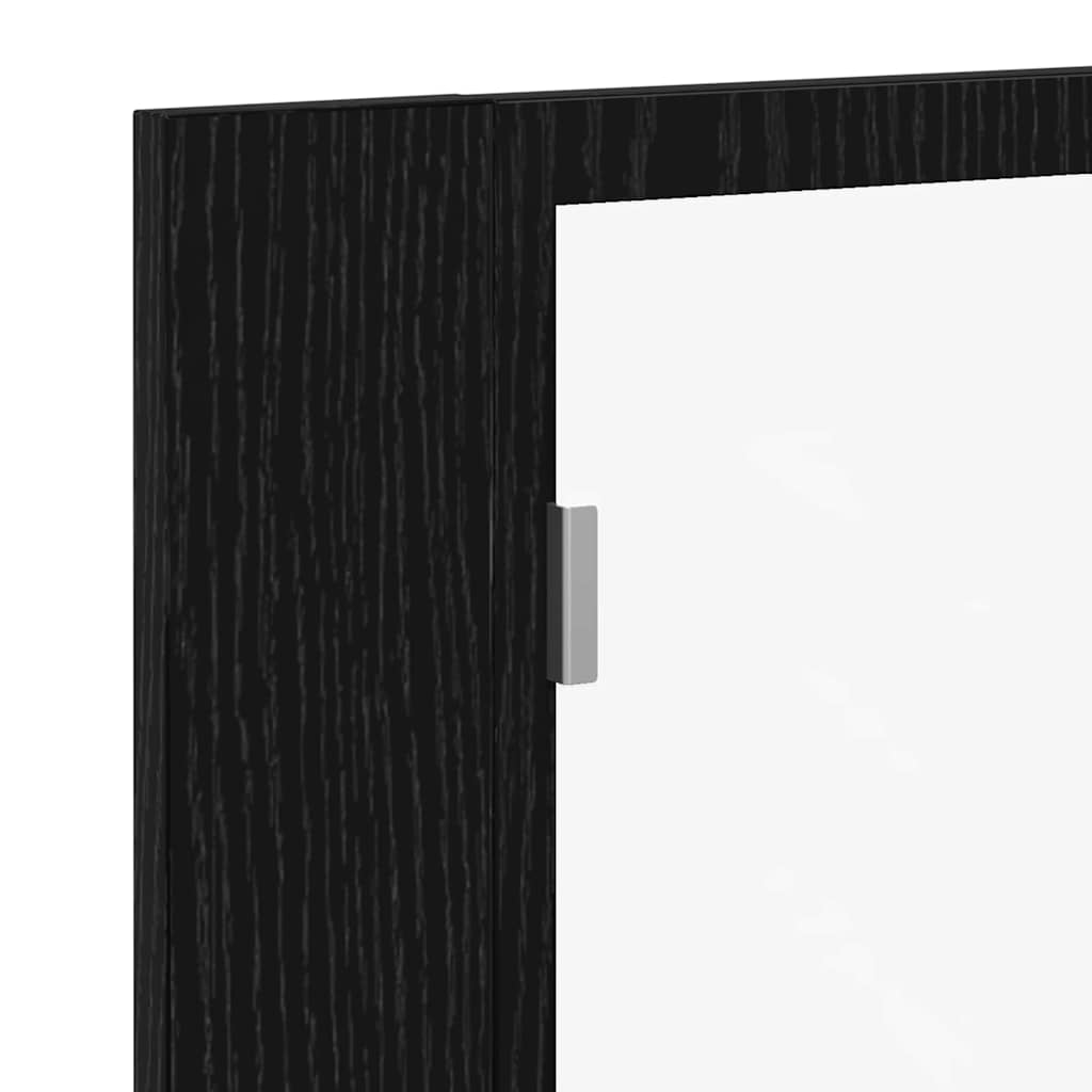 Badezimmerspiegelschrank mit Tür Schwarze Eiche 60 x 12 x 45 cm
