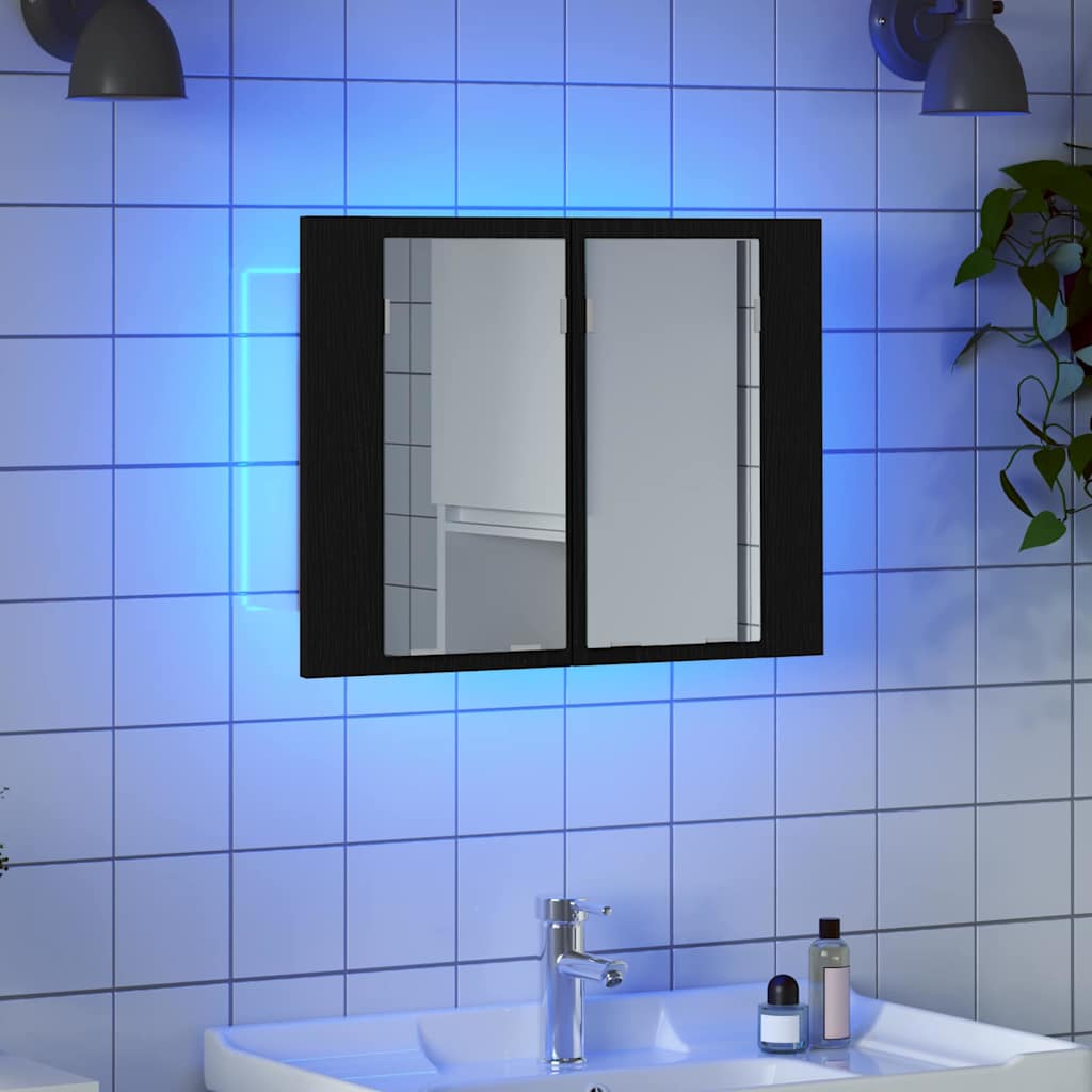 Badezimmerspiegelschrank mit Tür Schwarze Eiche 60 x 12 x 45 cm