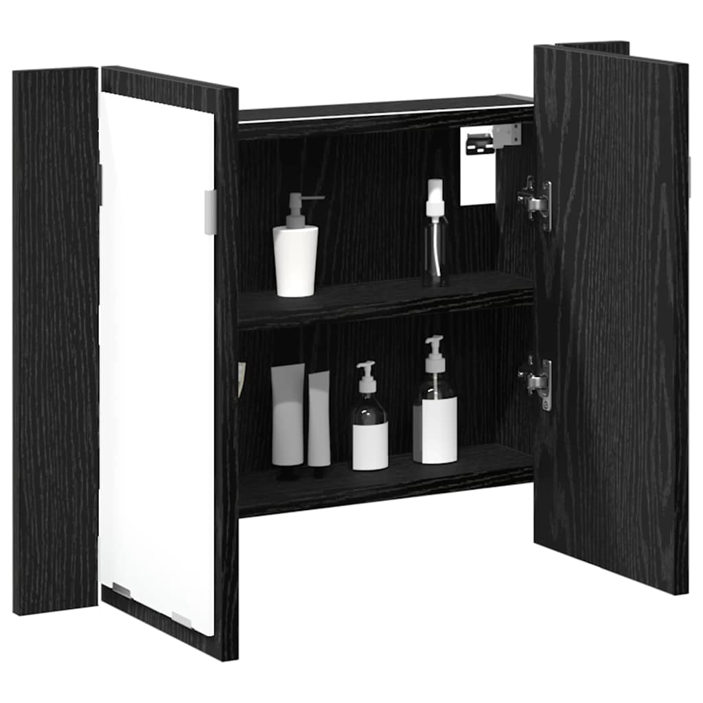 Badezimmerspiegelschrank mit Tür Schwarze Eiche 60 x 12 x 45 cm
