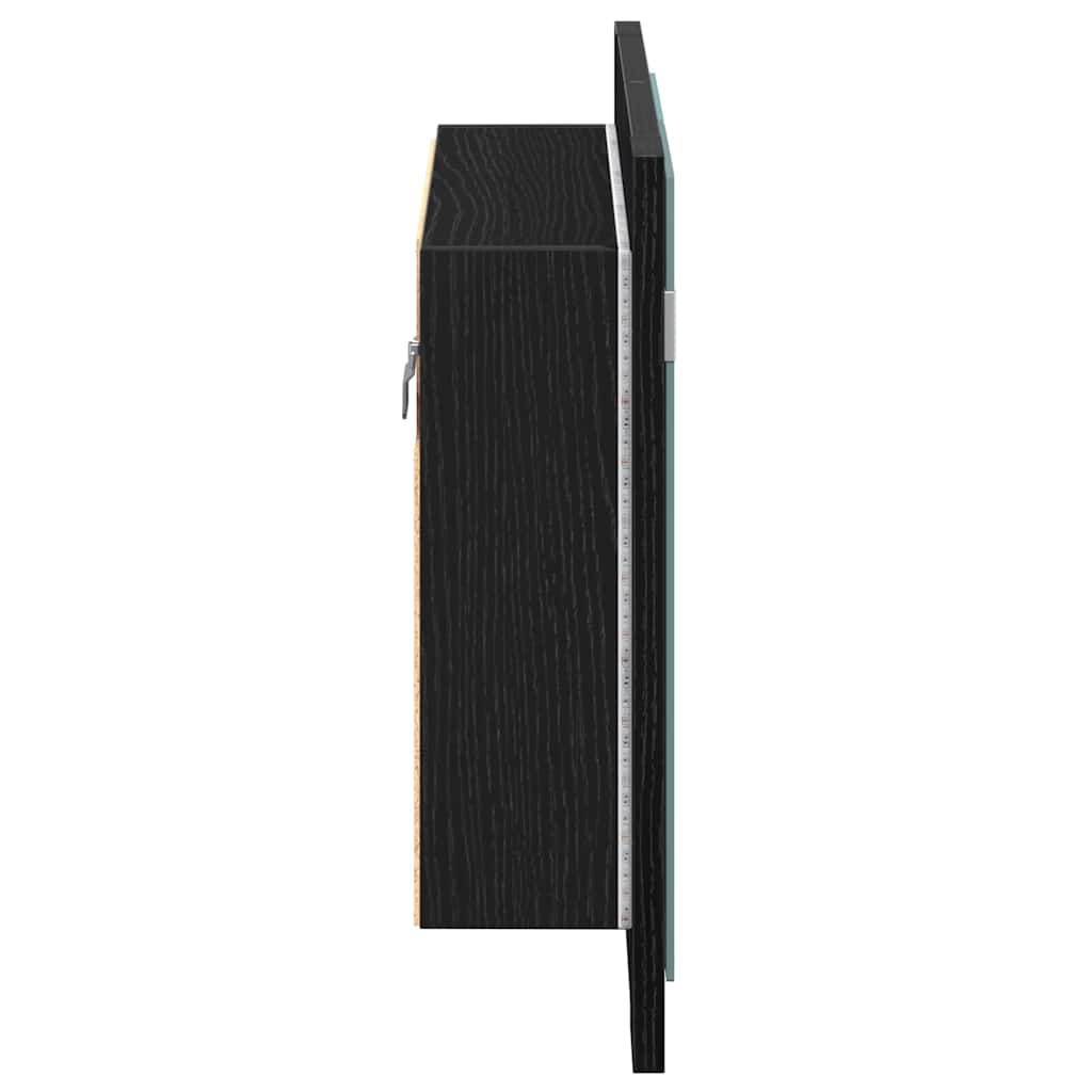 Badezimmerspiegelschrank mit Tür Schwarze Eiche 60 x 12 x 45 cm
