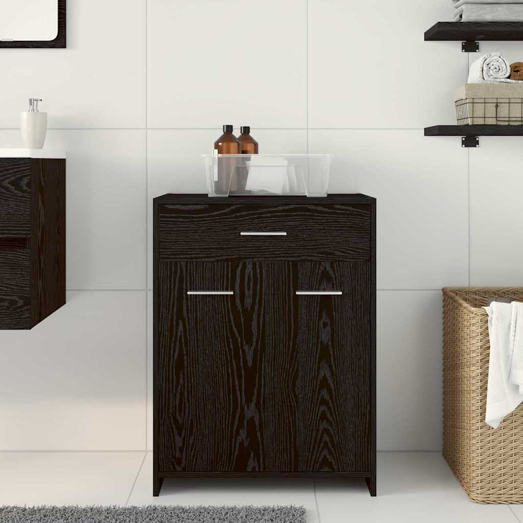 Badezimmerschrank mit Schubladen Schwarze Eiche 60 x 33 x 80 cm