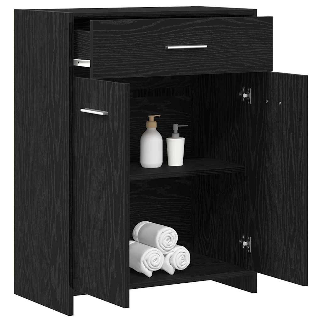 Badezimmerschrank mit Schubladen Schwarze Eiche 60 x 33 x 80 cm