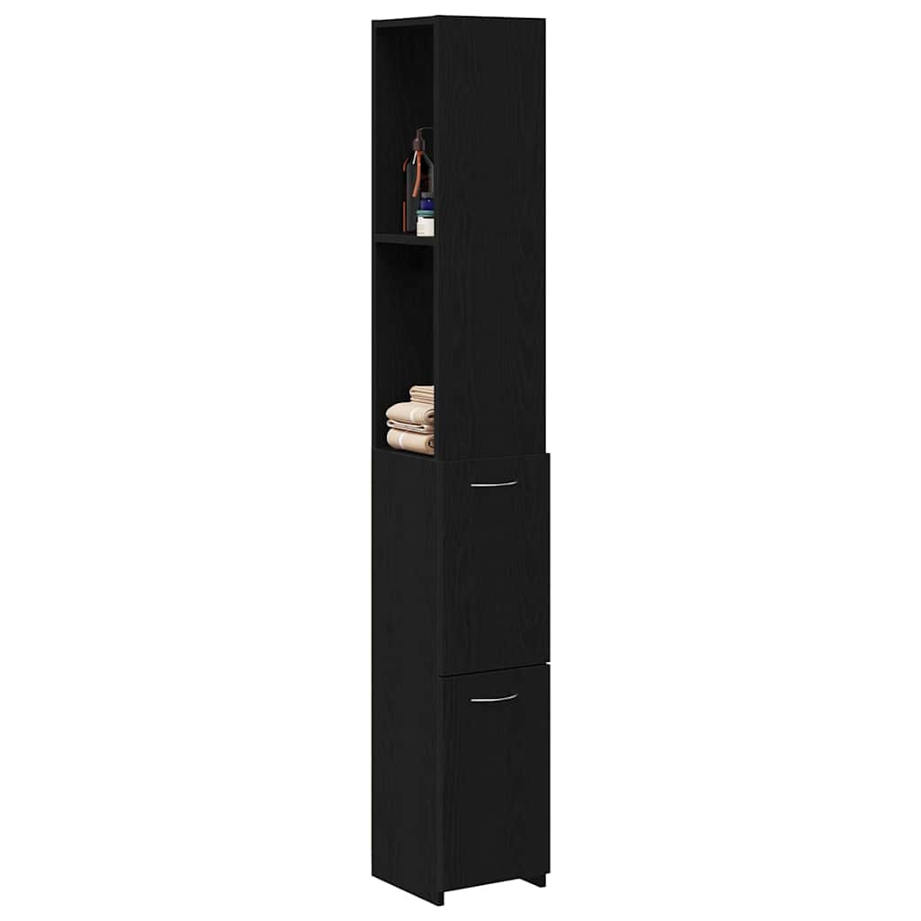 Badezimmerschrank Schwarze Eiche 25 x 25 x 170 cm Holzwerkstoff
