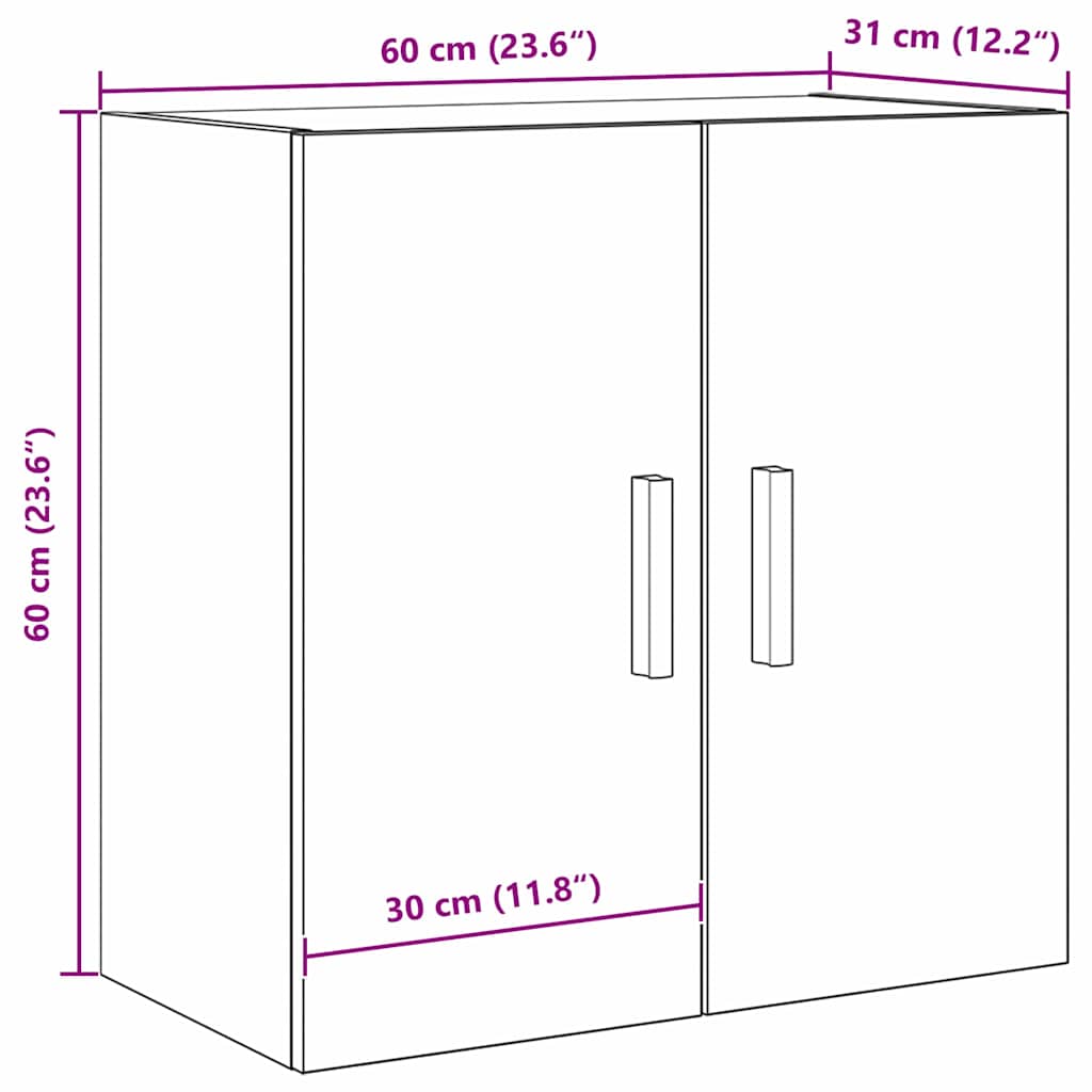 Wandschrank Schwarze Eiche 60 x 30 x 60 cm Holzwerkstoff