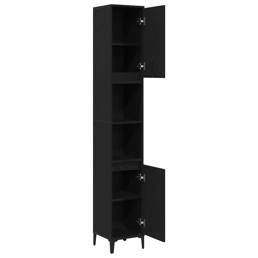 Badezimmer Schrank mit Regal Schwarze Eiche 30 x 30 x 190 cm