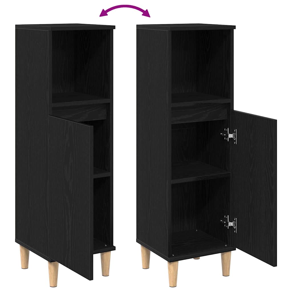 Badezimmerschrank Schwarze Eiche 30 x 30 x 100 cm Holzwerkstoff