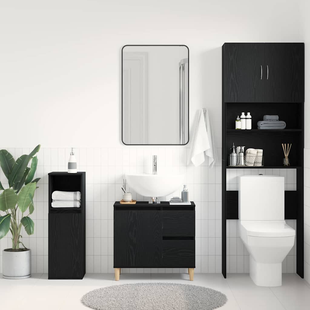 Badezimmer Schrank Schwarze Eiche 65 x 33 x 60 cm Holzwerkstoff