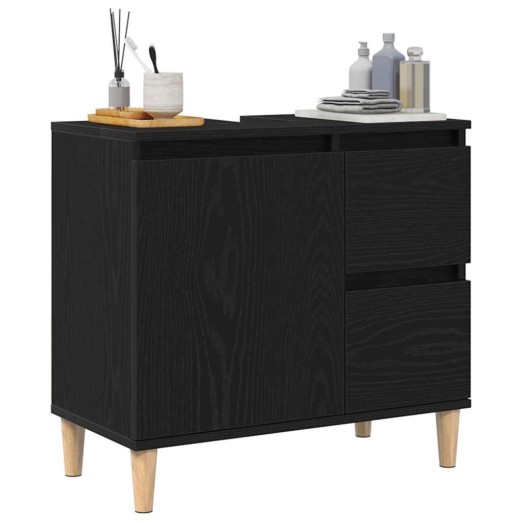 Badezimmer Schrank Schwarze Eiche 65 x 33 x 60 cm Holzwerkstoff