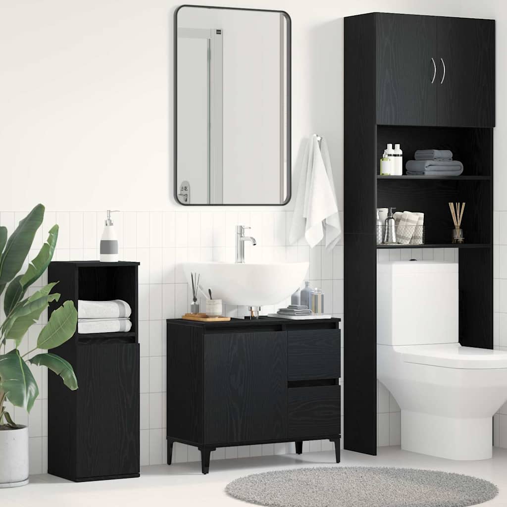Badezimmer Schrank Schwarze Eiche 65 x 33 x 60 cm Holzwerkstoff