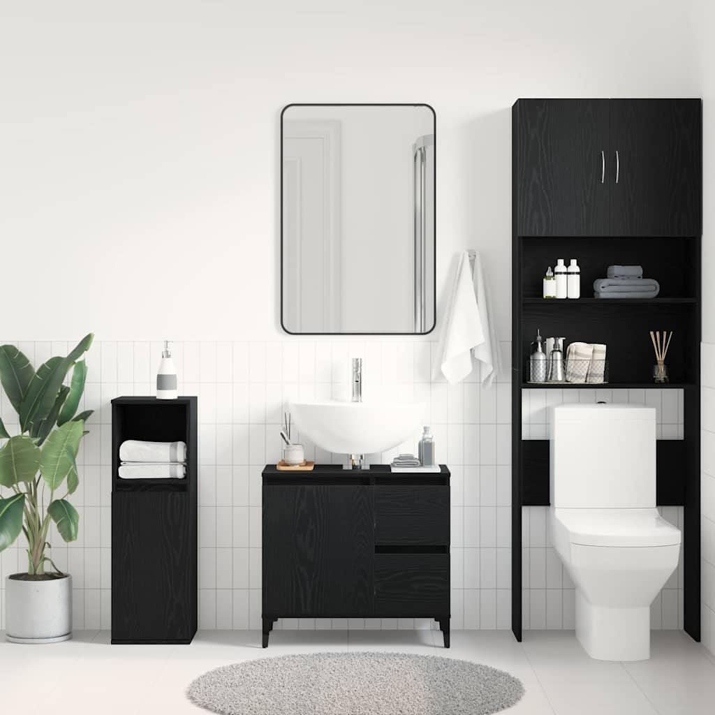 Badezimmer Schrank Schwarze Eiche 65 x 33 x 60 cm Holzwerkstoff