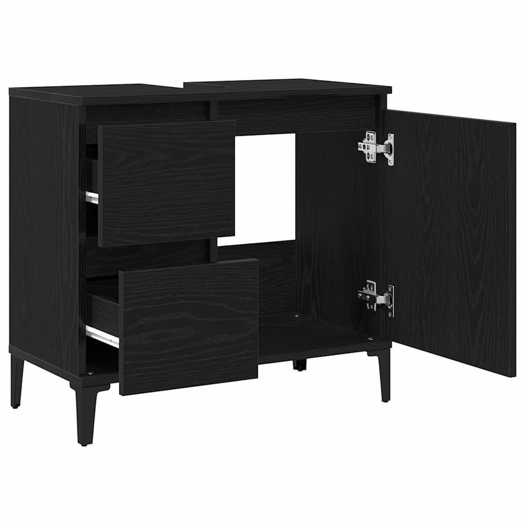 Badezimmer Schrank Schwarze Eiche 65 x 33 x 60 cm Holzwerkstoff