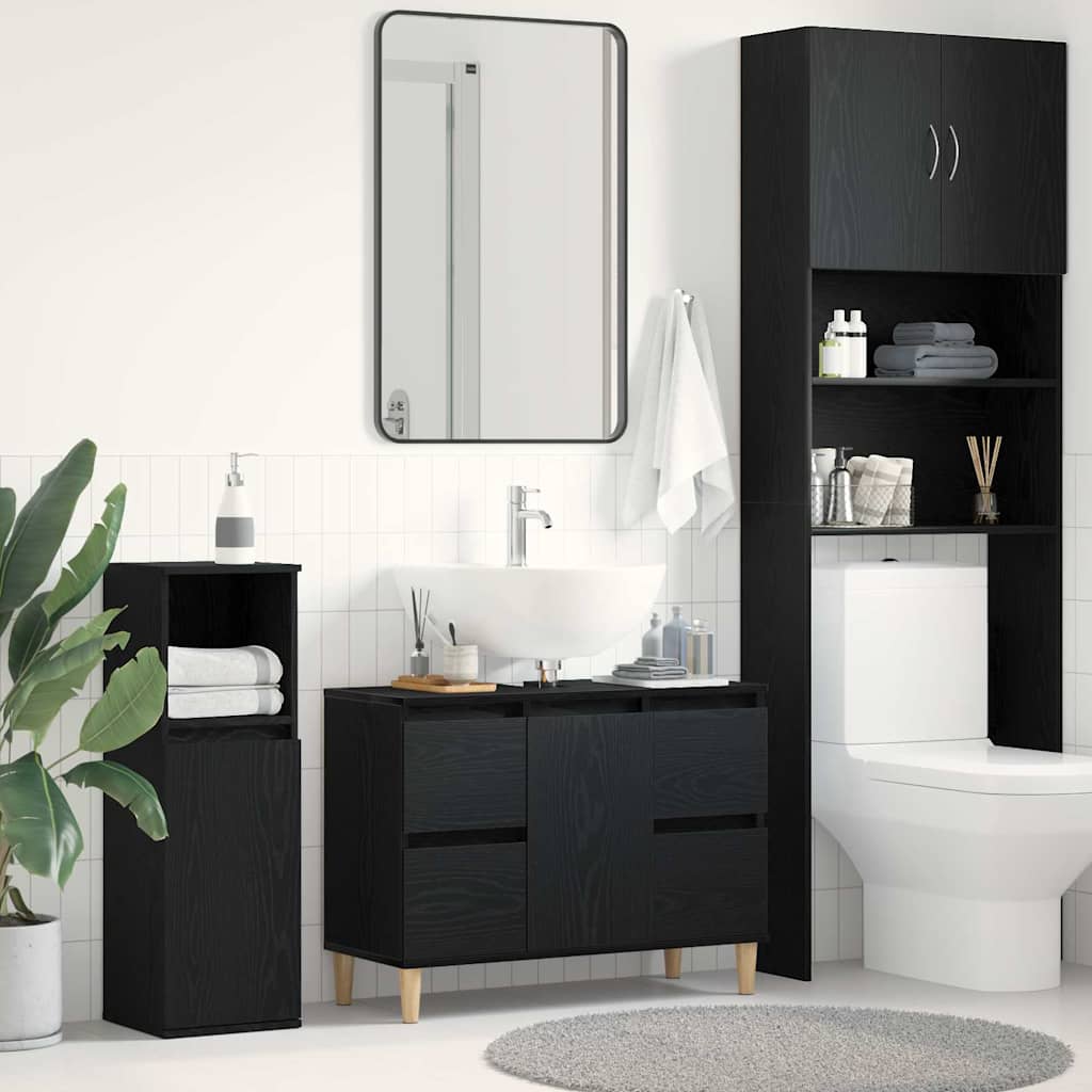 Spülenschrank Schwarze Eiche 80 x 33 x 60 cm Holzwerkstoff