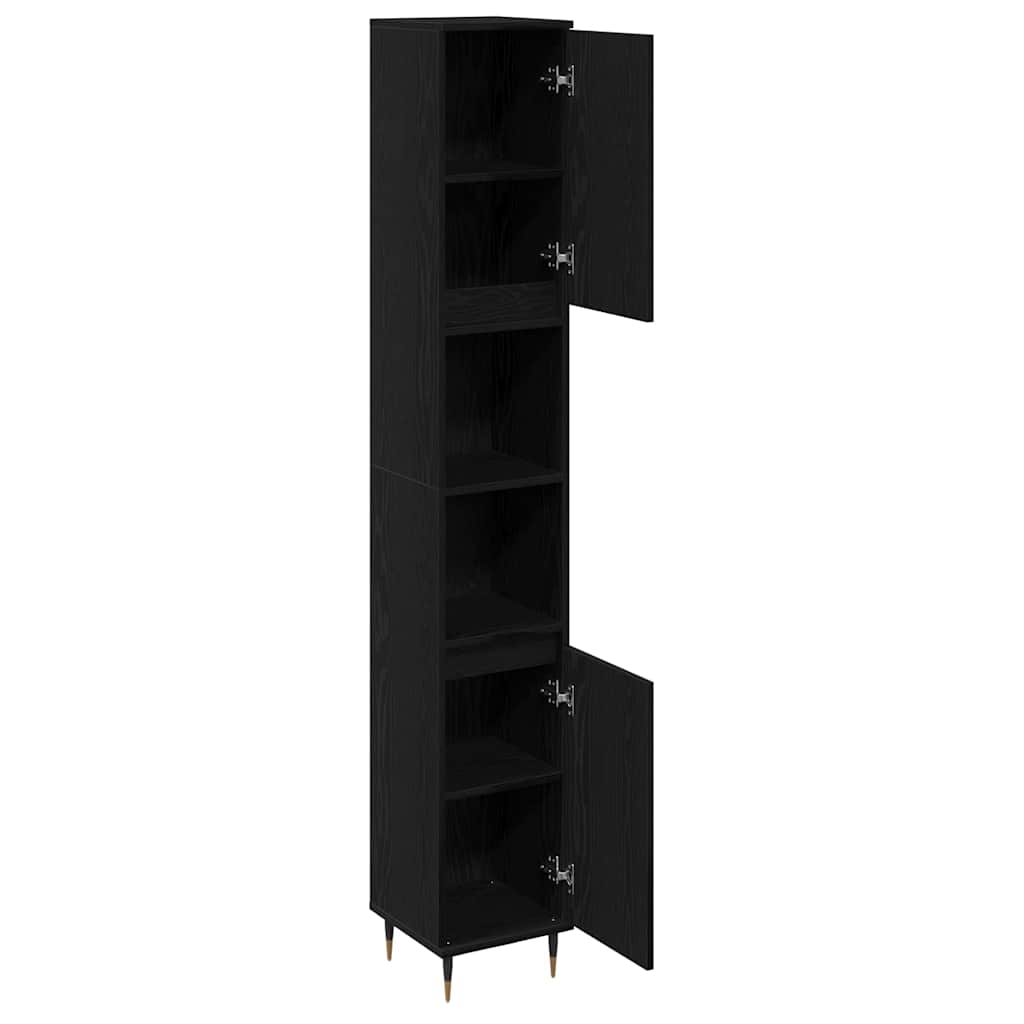 Badezimmerschrank Schwarze Eiche 30 x 30 x 190 cm Holzwerkstoff