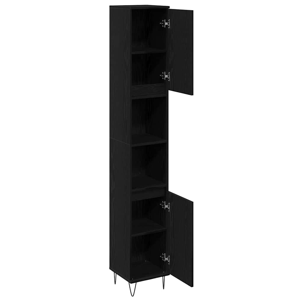 Badezimmerschrank Schwarze Eiche 30 x 30 x 190 cm Holzwerkstoff