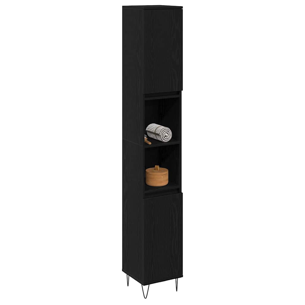 Badezimmerschrank Schwarze Eiche 30 x 30 x 190 cm Holzwerkstoff