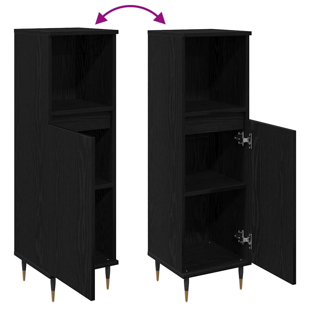 Badezimmerschrank Schwarze Eiche 30 x 30 x 100 cm Holzwerkstoff