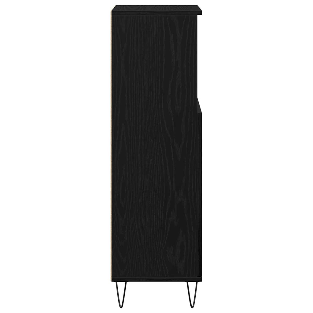 Badezimmer Schrank mit Speicher Schwarze Eiche 30 x 30 x 100 cm