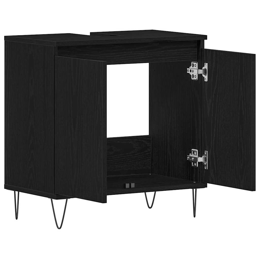 Waschtisch mit Tür Schwarze Eiche 58 x 33 x 60 cm Holzwerkstoff