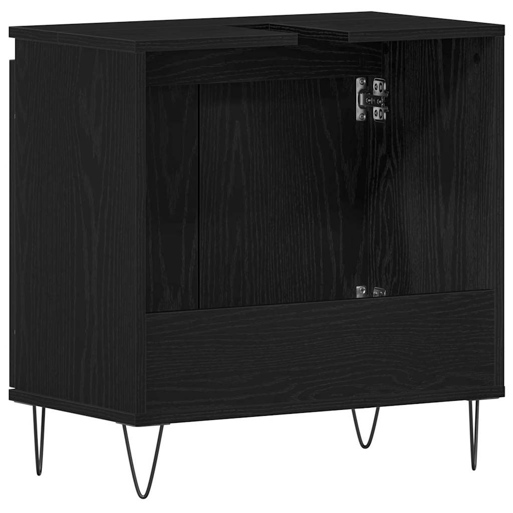 Waschtisch mit Tür Schwarze Eiche 58 x 33 x 60 cm Holzwerkstoff