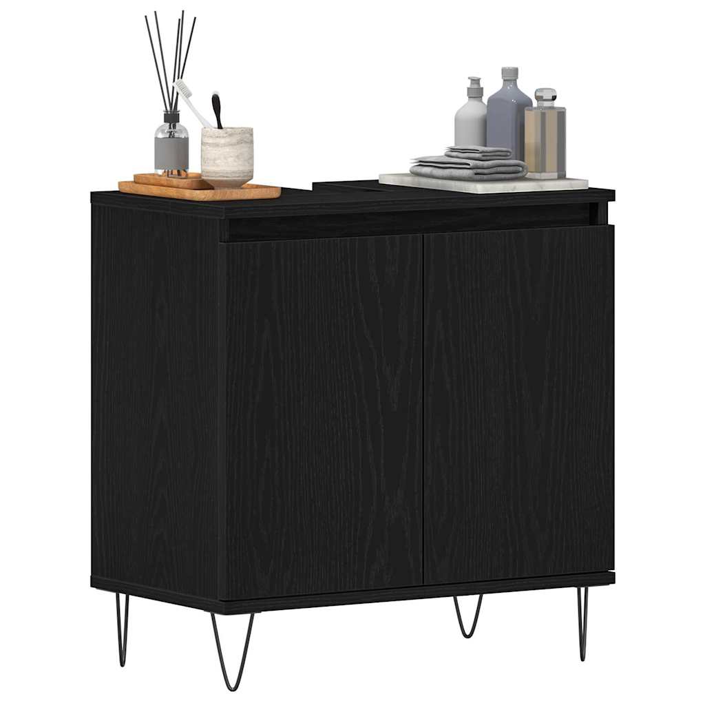 Waschtisch mit Tür Schwarze Eiche 58 x 33 x 60 cm Holzwerkstoff