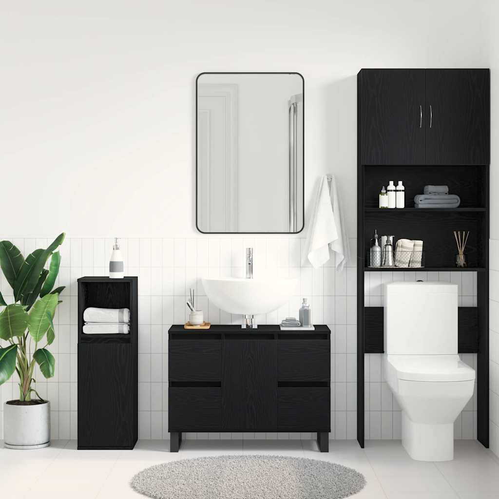 Badezimmer Schrank Schwarze Eiche 80 x 33 x 60 cm Holzwerkstoff