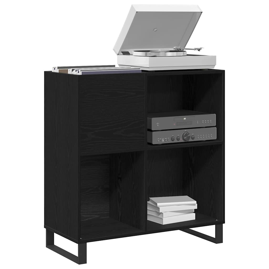Schallplattenschrank mit Regal Schwarze Eiche 85 x 38 x 89 cm