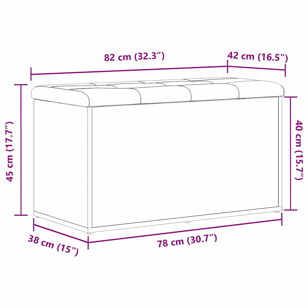 Aufbewahrungsbank Schwarze Eiche 82 x 42 x 45 cm Holzwerkstoff