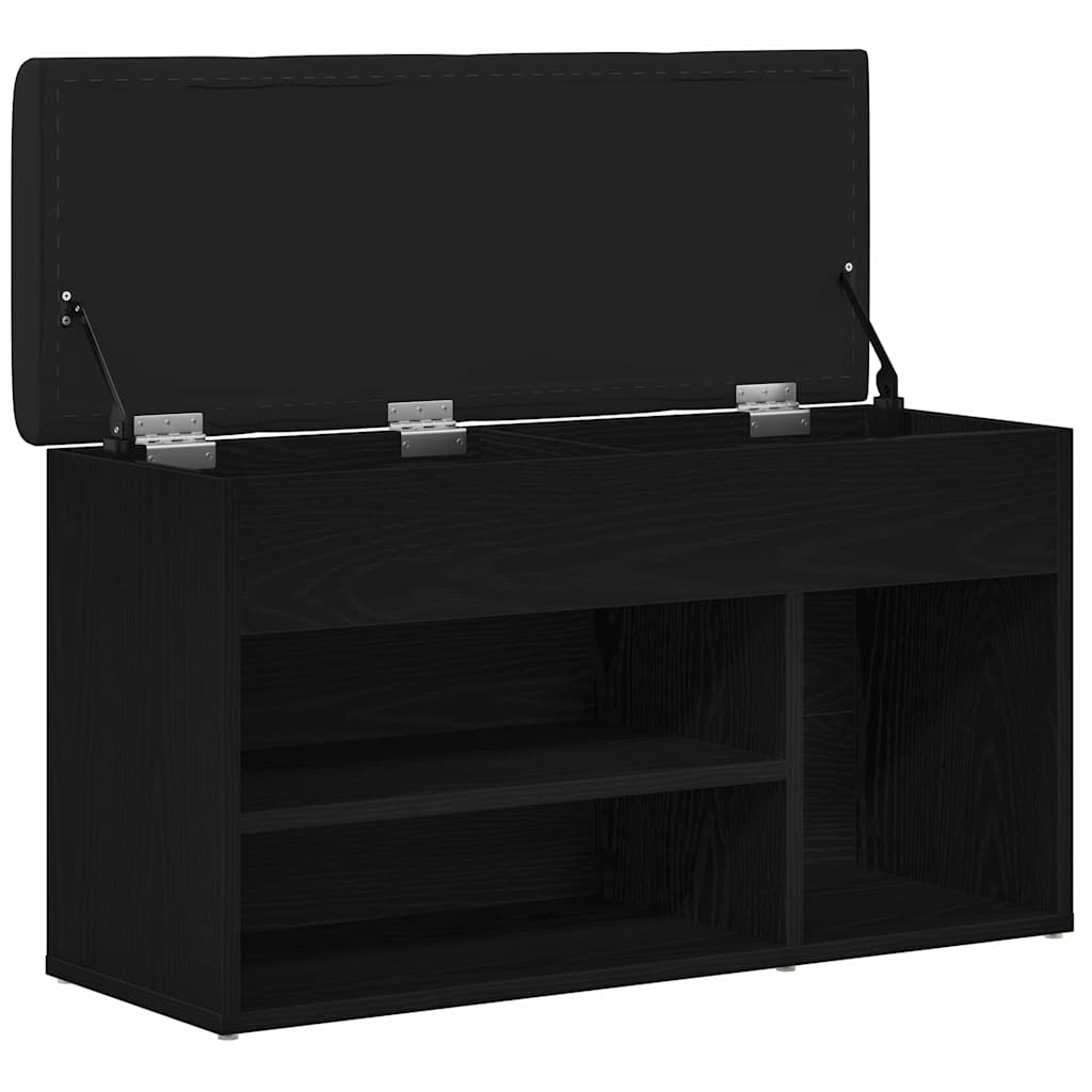 Schuhbank mit Speicher Schwarz 80 x 30 x 45 cm Holzwerkstoff