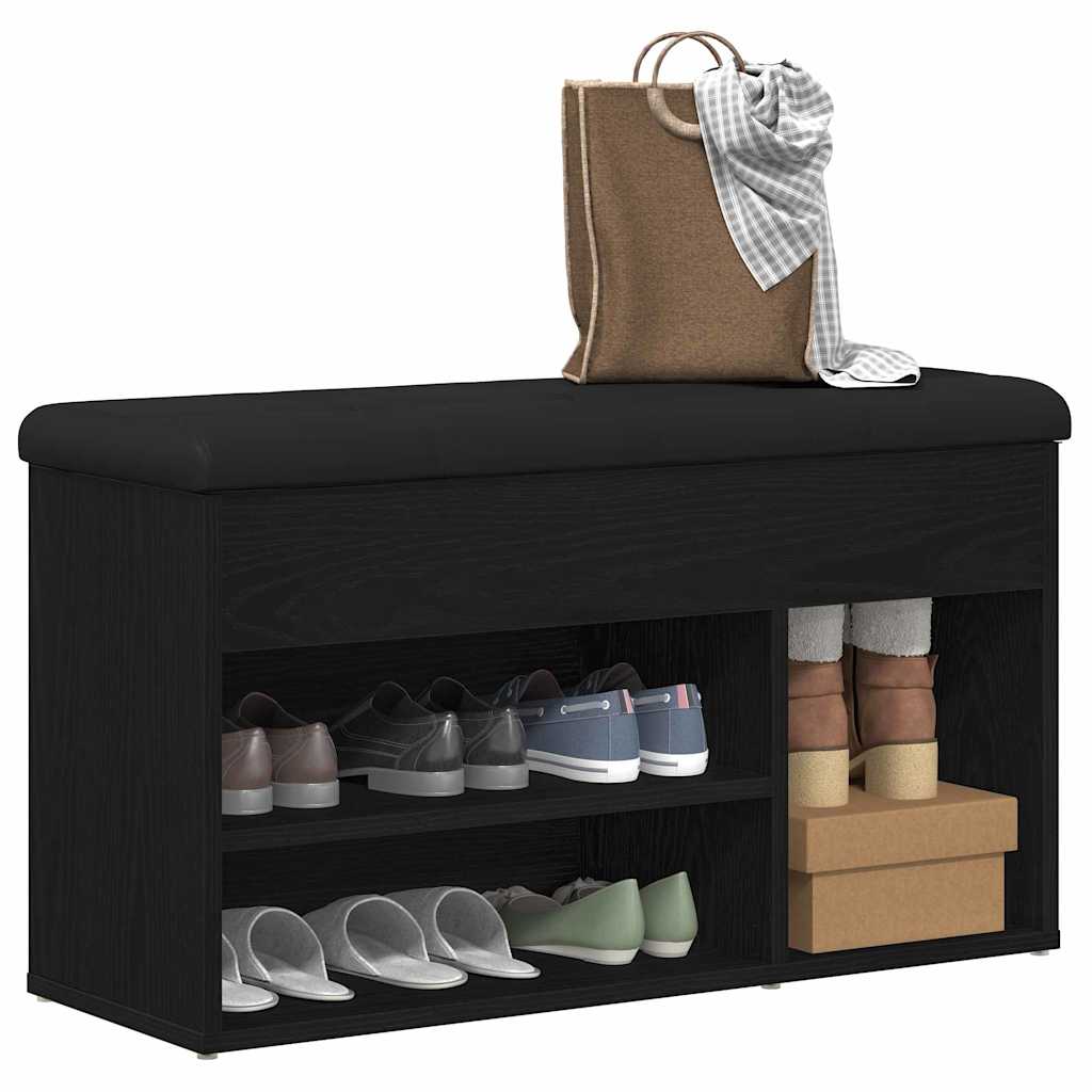 Schuhbank mit Speicher Schwarz 80 x 30 x 45 cm Holzwerkstoff