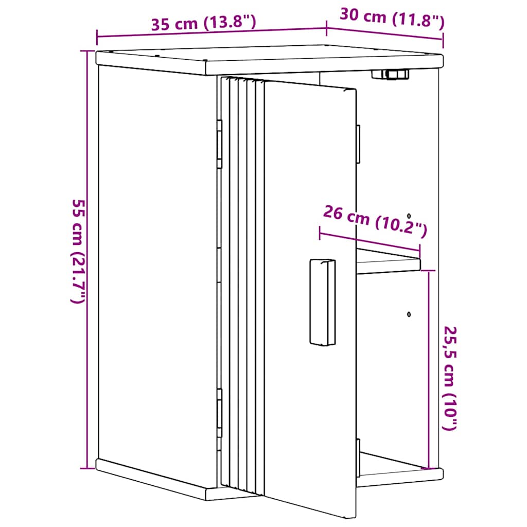 Badezimmer Schrank Braun 35 x 30 x 55 cm Massivholz Kiefer