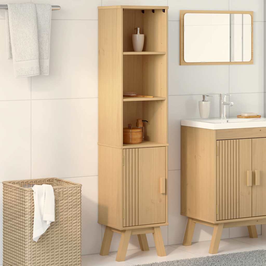 Badezimmer Schrank Braun 35 x 30 x 159 cm Massivholz Kiefer