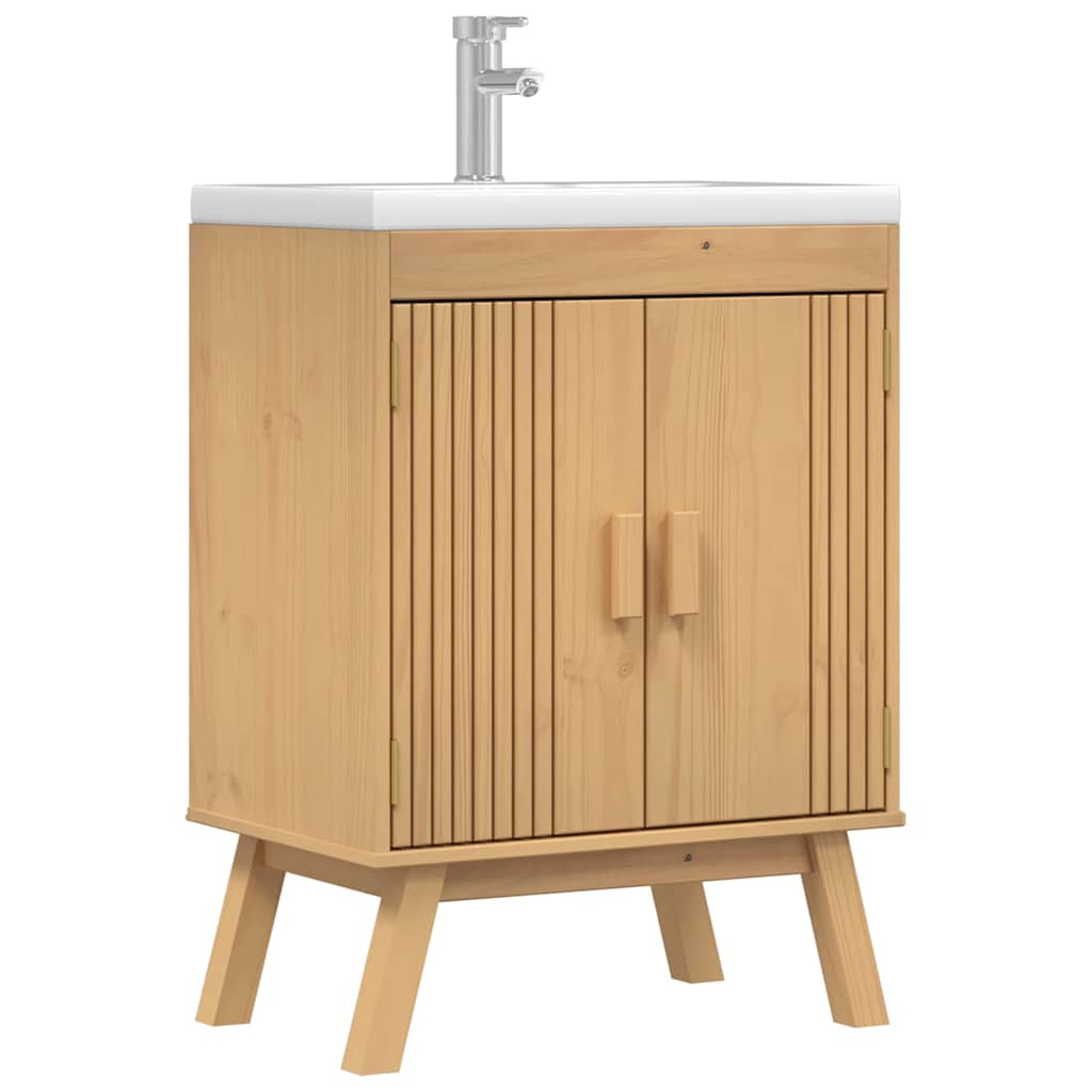 Waschbecken-Unterschrank mit Regal Braun 114 x 43 x 73.5 cm