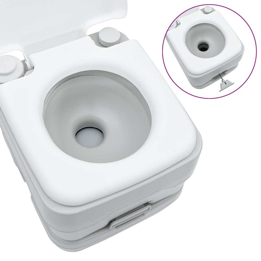 Camping-Toilette 2 pcs Grau, Weiß 50,5 x 33 x 103 cm