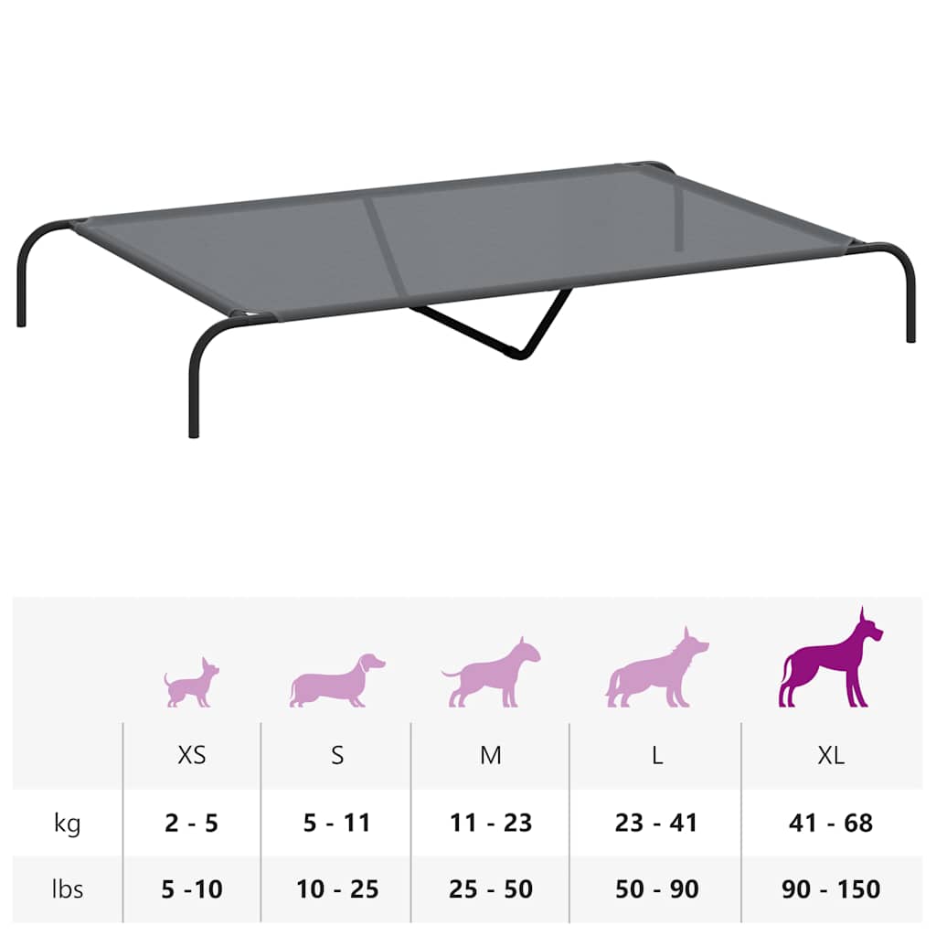 Hundebett Erhöht Grau 150x90x20 cm Textilene und Stahl