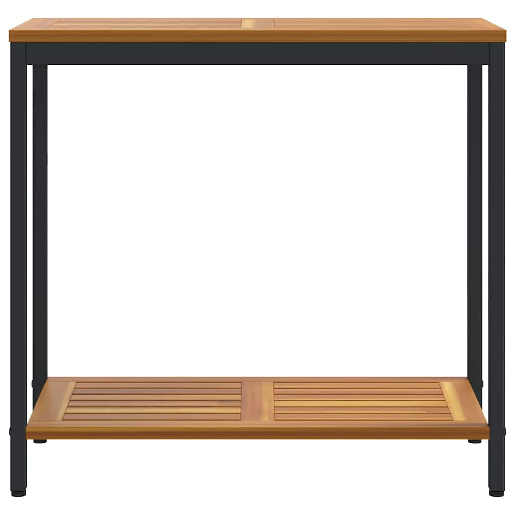 outdoor Tisch mit Speicher Natur und Schwarz 80 x 35 x 75 cm