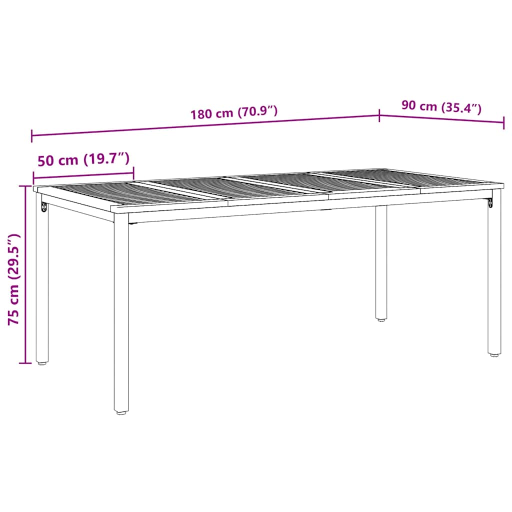 Gartentische Natur und Schwarz 180 x 90 x 75 cm