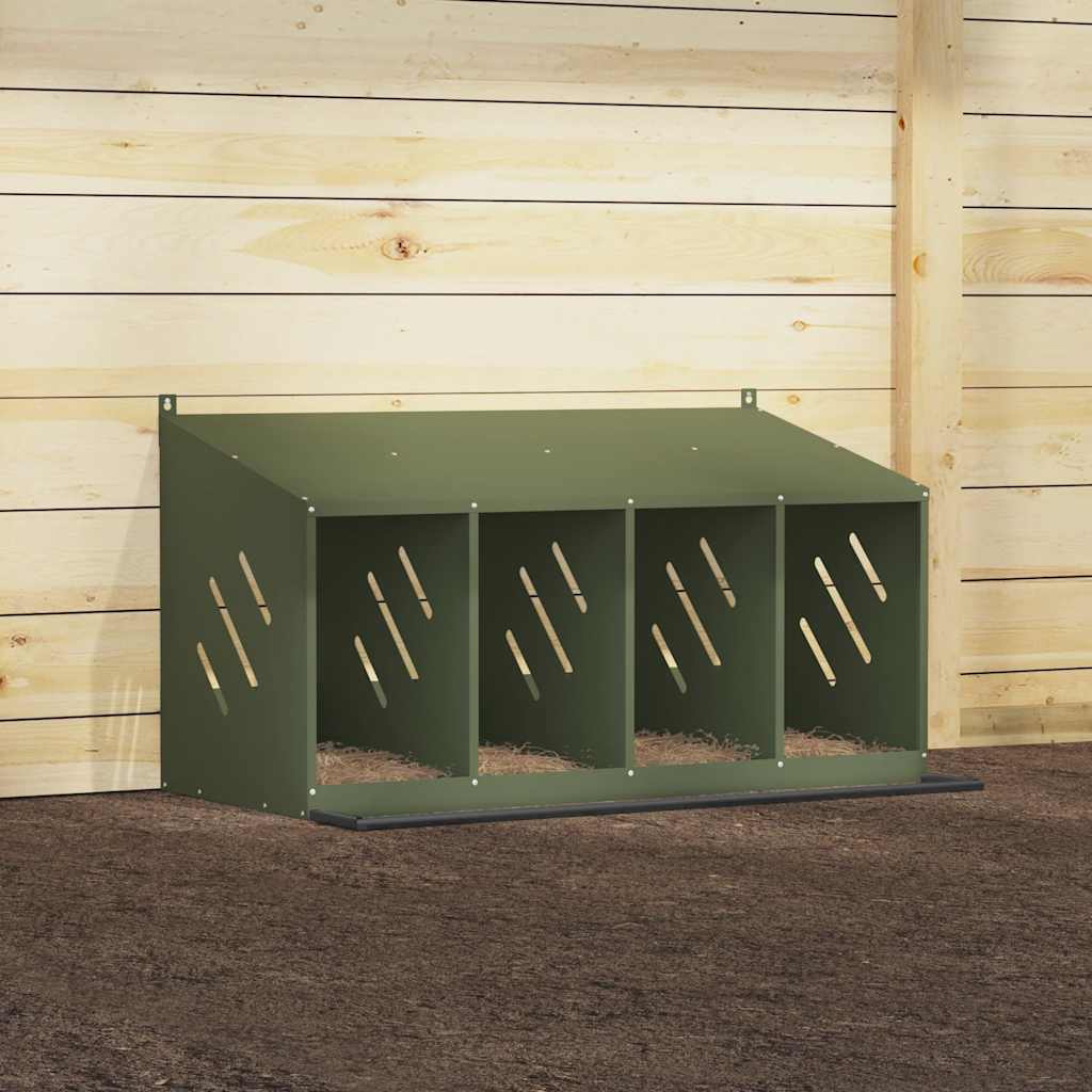 Hühner-Nistkasten mit 4 Fächern Olivgrün Metall