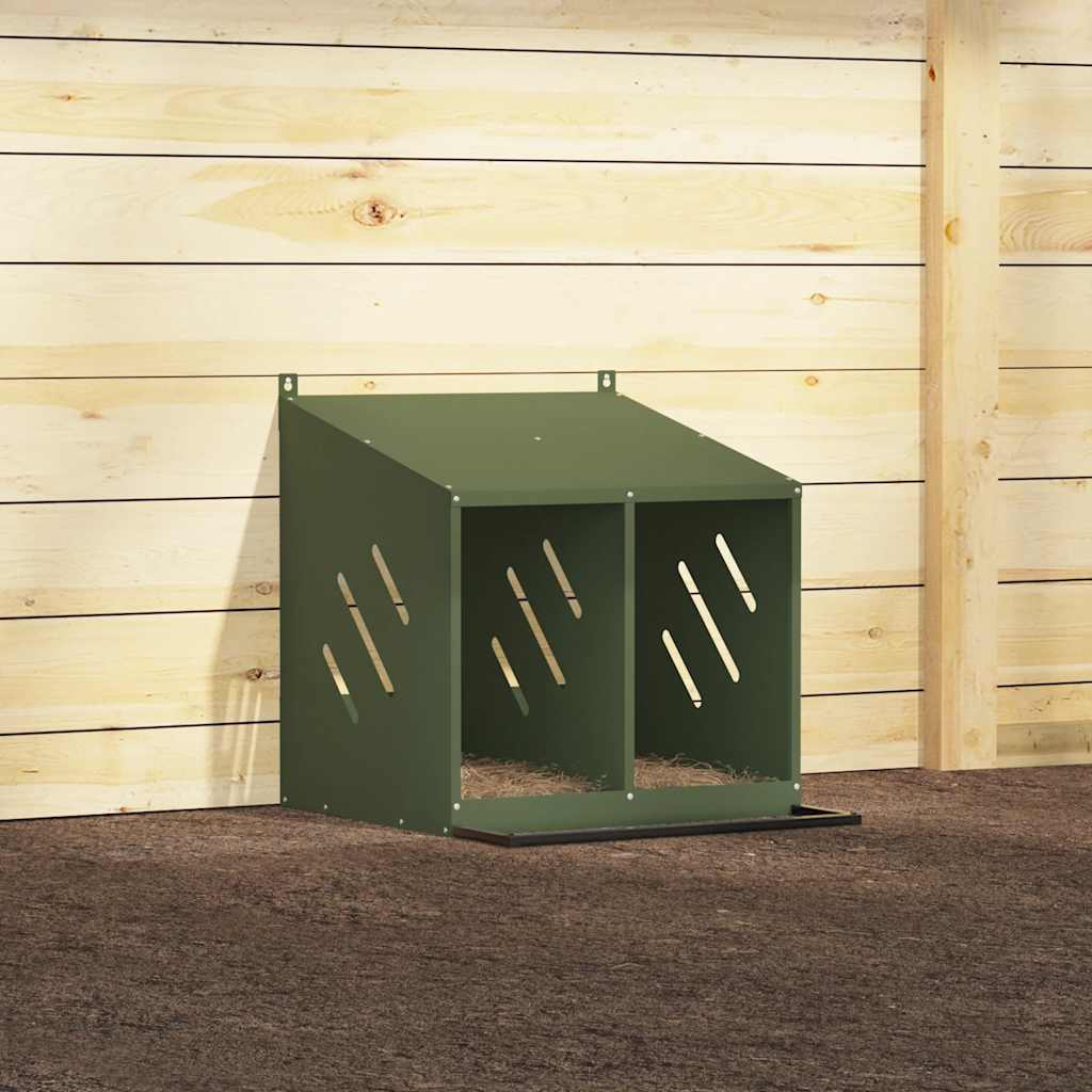 Hühner-Nistkasten mit 2 Fächern Olivgrün Metall