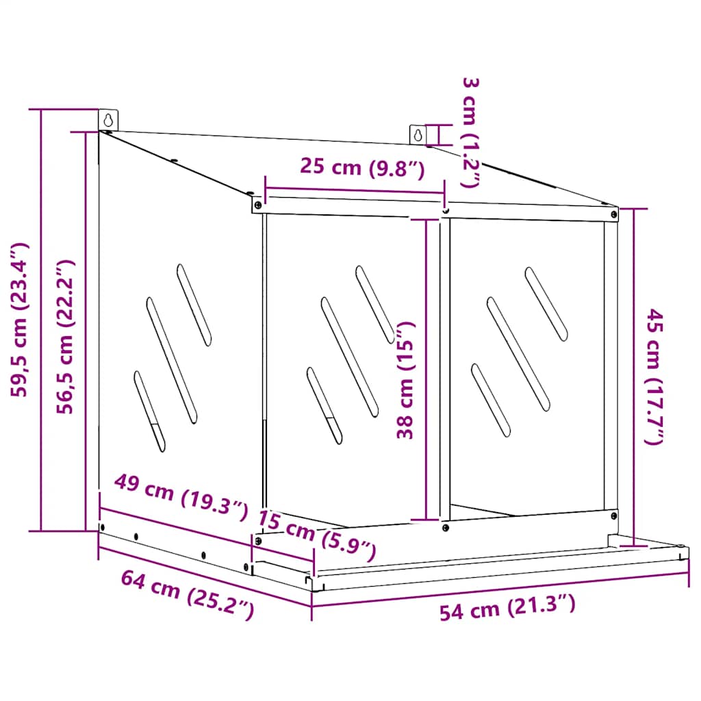 Hühner-Nistkasten mit 2 Fächern Olivgrün Metall
