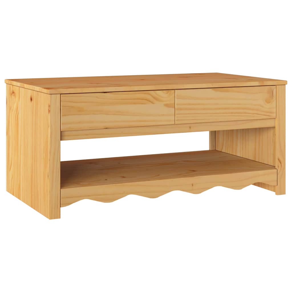 Couchtisch with Drawer Eiche 99 x 55 x 45 cm Massivholz Kiefer