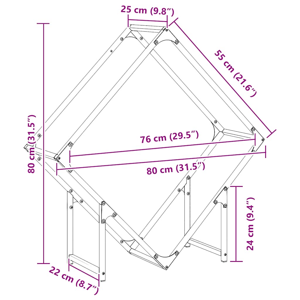 Brennholzregal Anthrazit 80x25x80 cm Kaltgewalzter Stahl