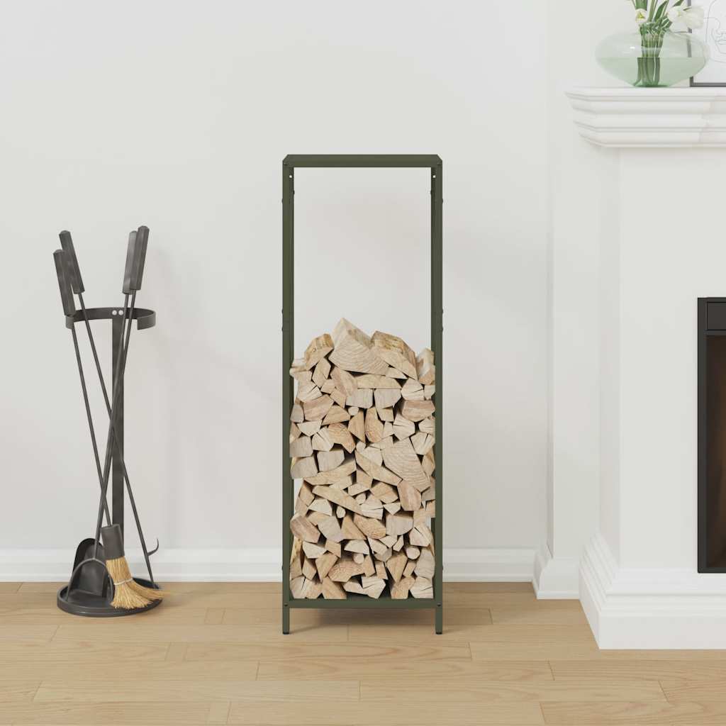Firewood Rack Olive Green 34x25x100 cm Cold-rolled Steel
